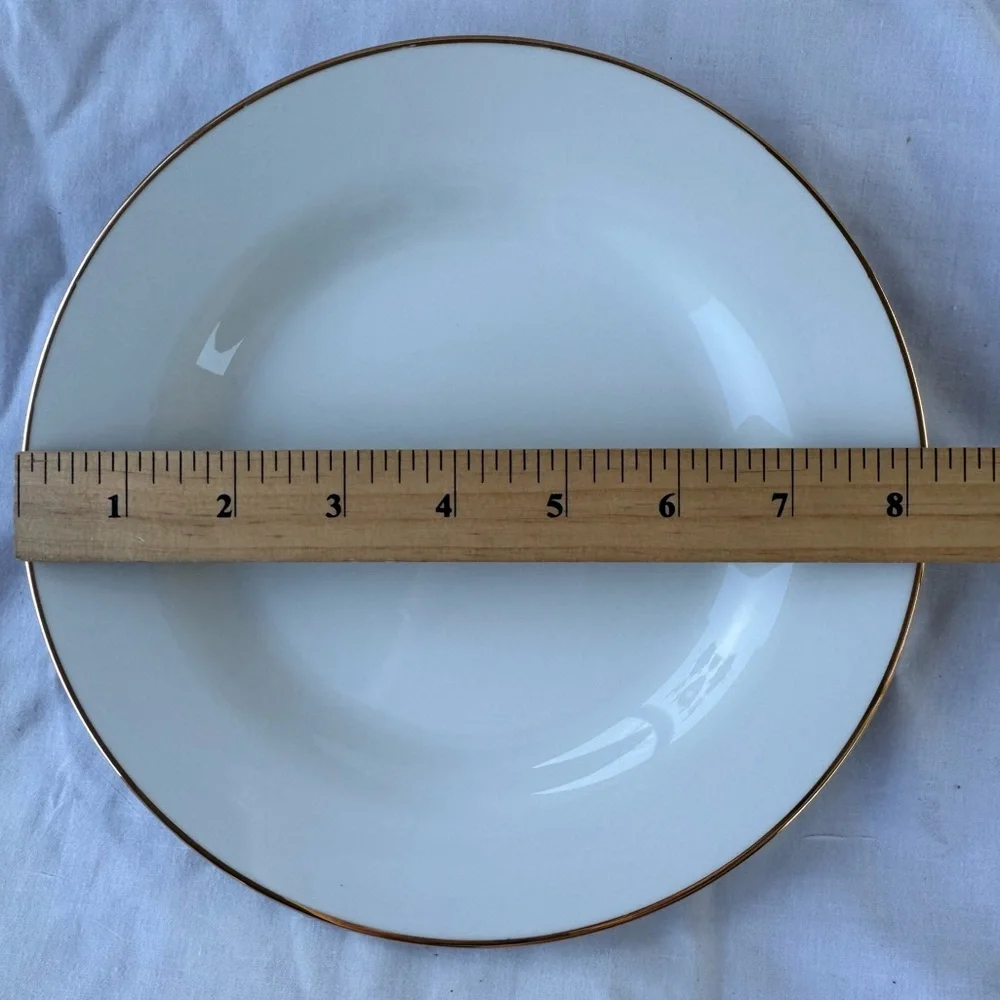 Pottery Barn Elegant White Salad Plates with Gold Trim ‘PB Gold’ Set of 4
